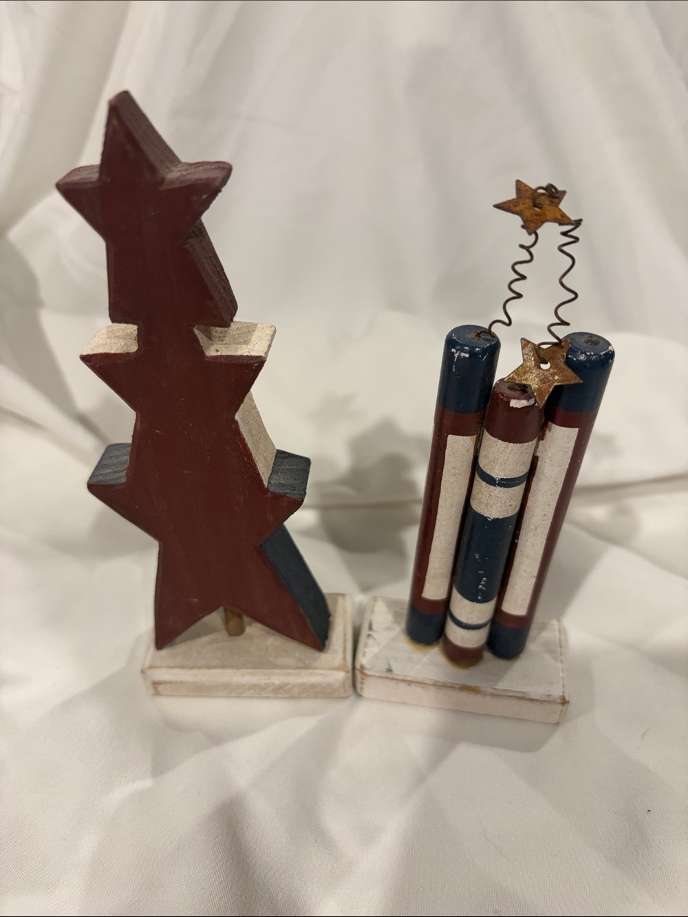 Rustic Wooden Star Trio Tabletop Decor - Red, White, Blue - Picture 2 of 2